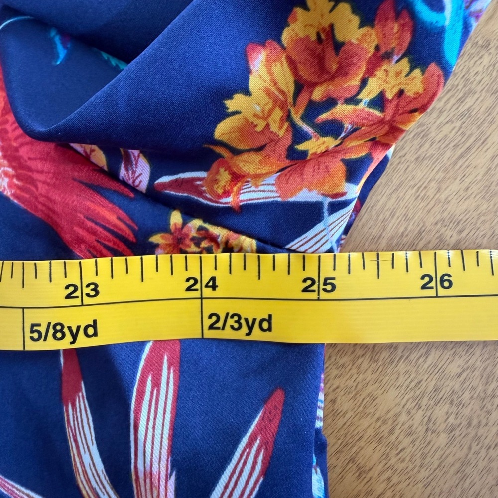 The Pioneer Woman Navy Blue Tropical Bird Floral Satin Sleep Shirt XXL - Picture 8 of 10